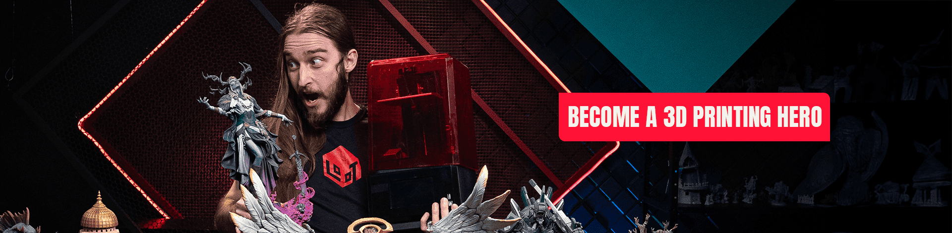 Banner saying: Become a 3D printing Hero - from Loot Studios' free 3D printing course
