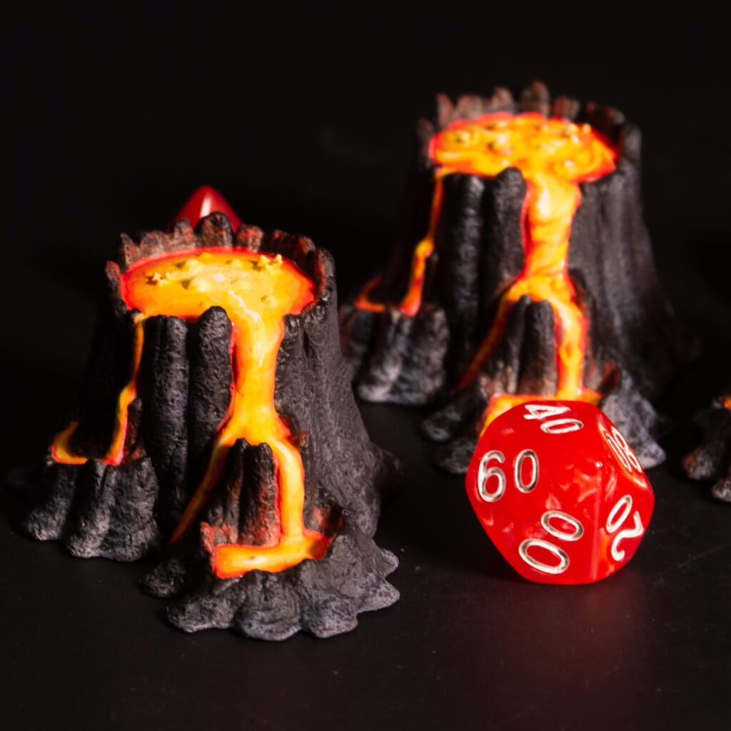 Volcanoes with lava - miniatures scenarios from Loot Studios' bundle Planar Cruise.