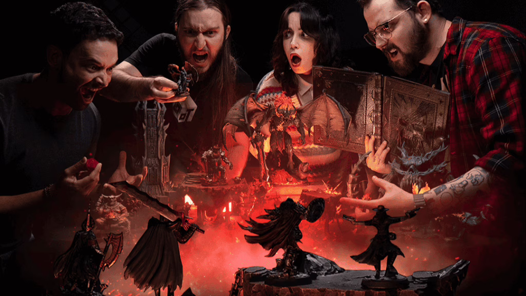 4 players playing a D&D session with Loot Studios' bundles Nightmare of the abyss, Shades of hell and Flamess of Wreath
