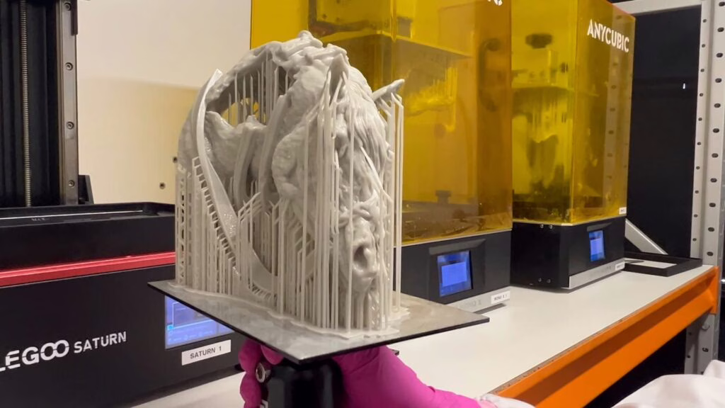 Horse head 3D printed in resin and uncured