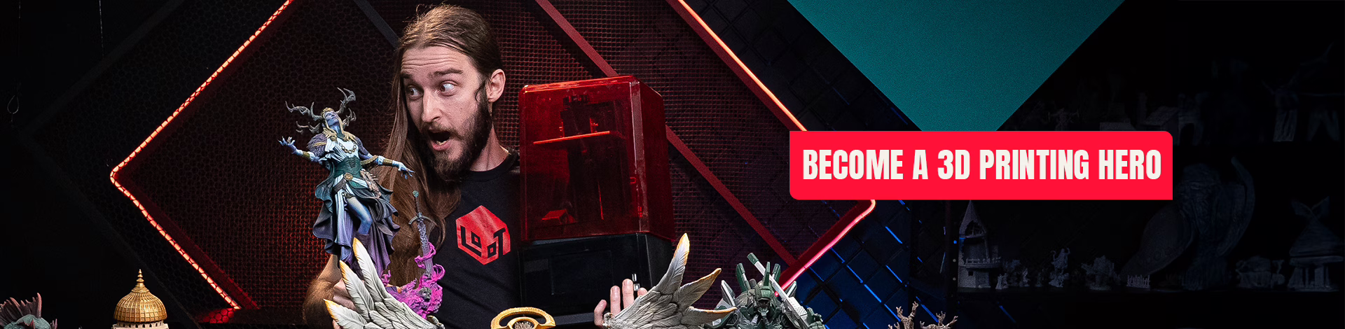 Banner saying: Become a 3D printing Hero - from Loot Studios' free 3D printing course