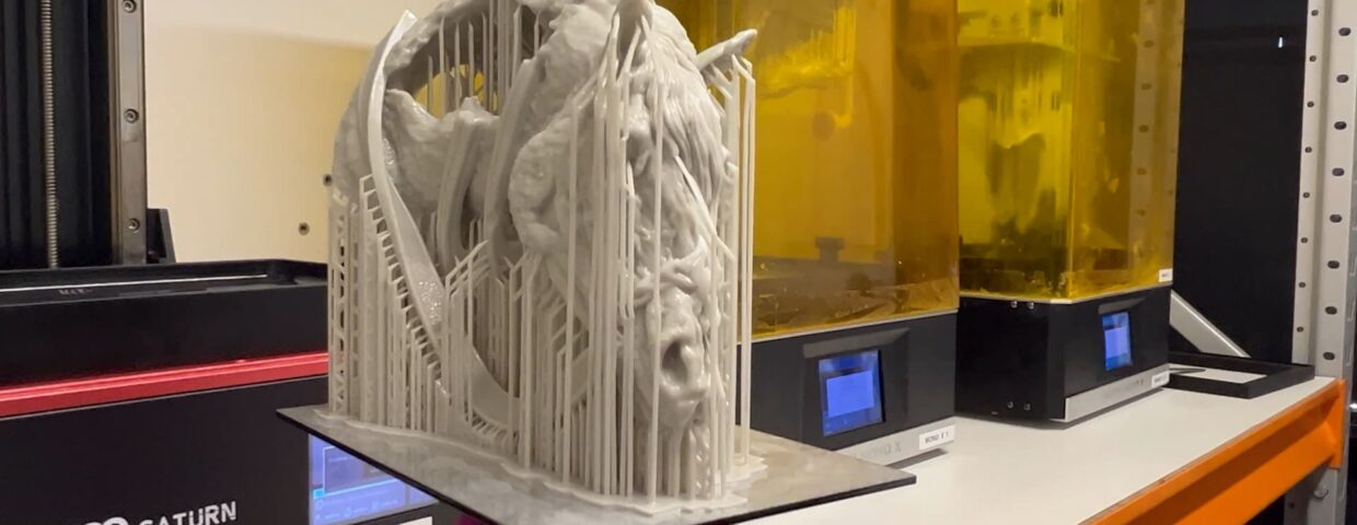 Horse head 3D printed in resin and uncured