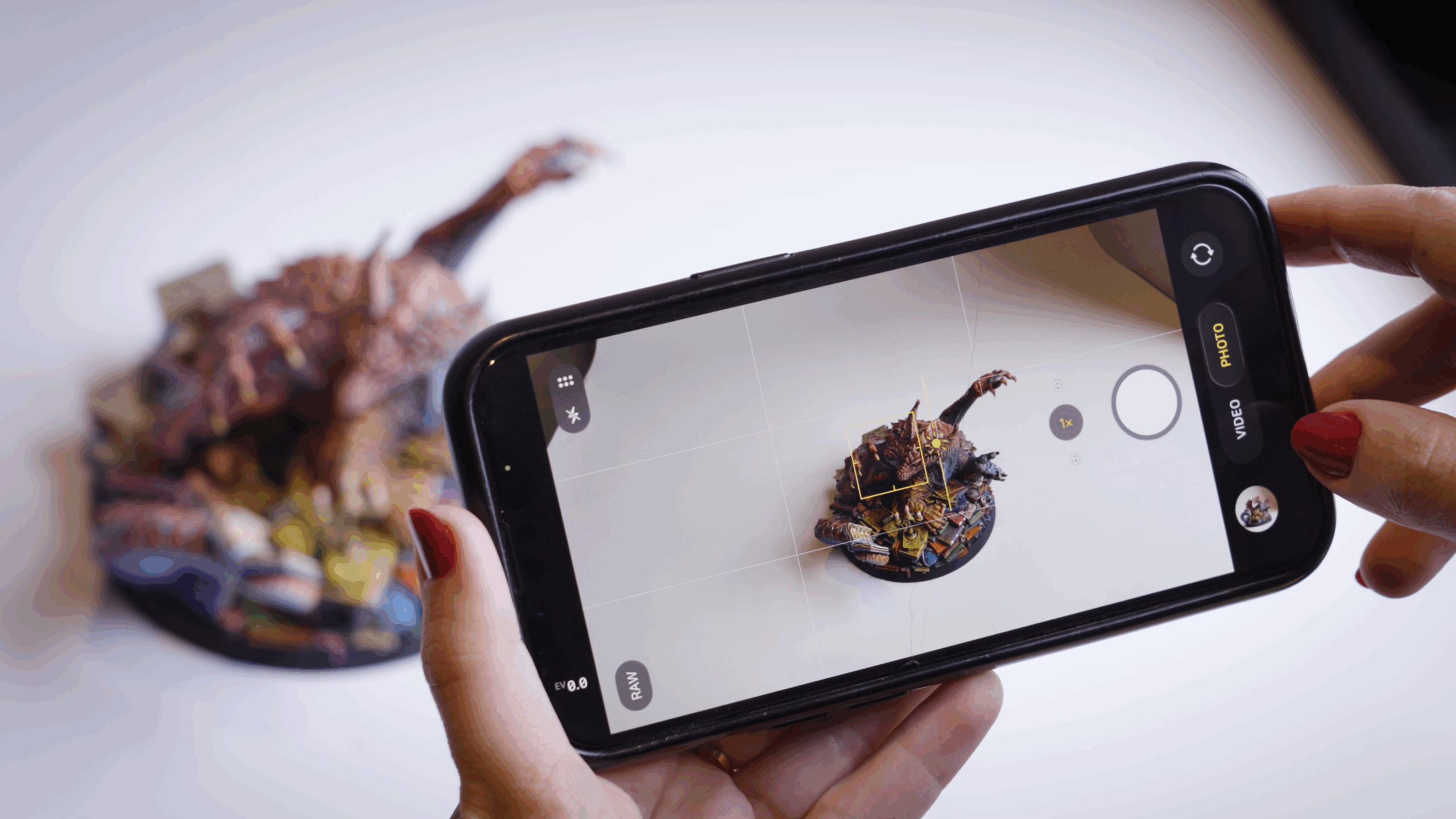 Cellphone photography progress using Loot Studios' miniature dragon, Ranganathan.